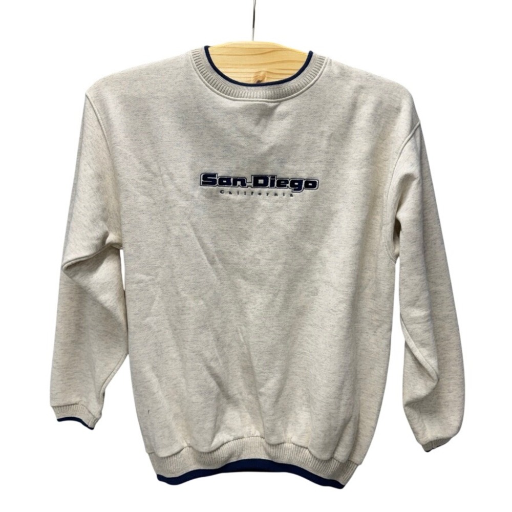 NWT Diport USA Mens Vintage Heather Gray Navy Trim Crewneck Sweatshirt XL New
